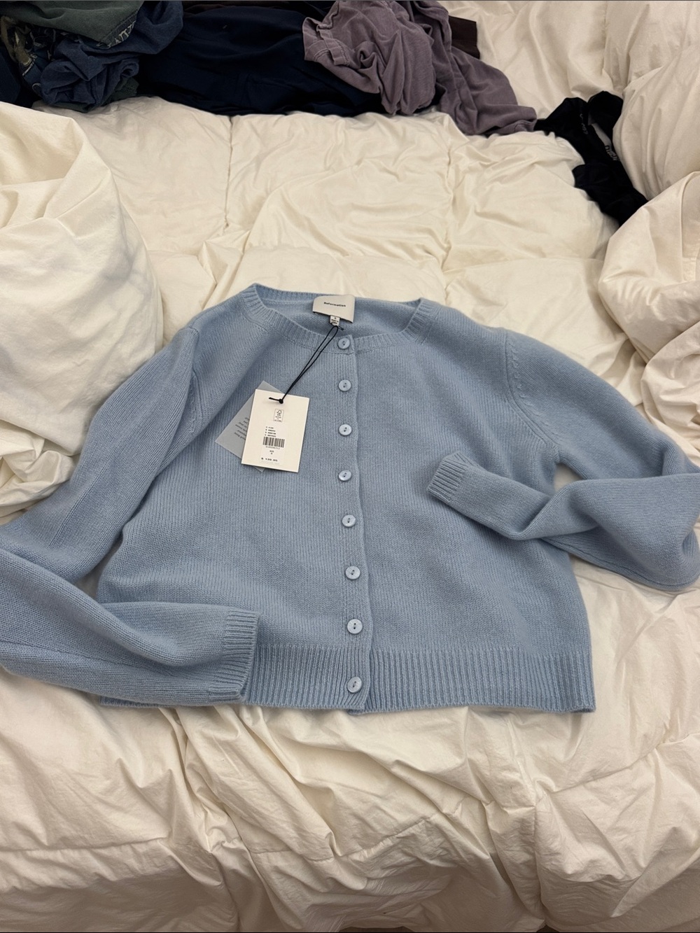 NWT Reformation Clara Cardigan in Sky